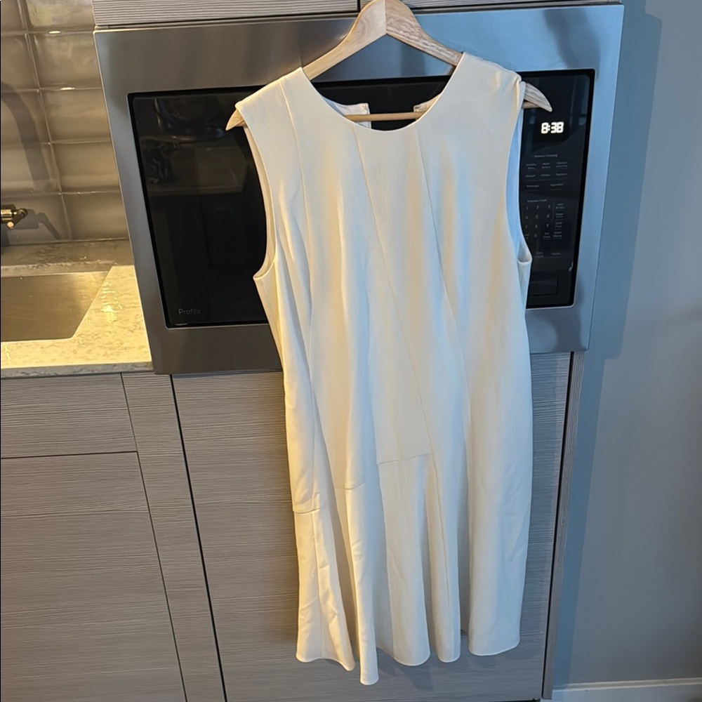 Theory White Sleeveless Sheath Midi Dress